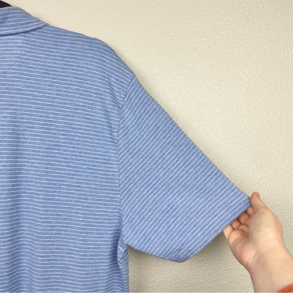 Faherty Men's Large Movement Short-Sleeve Polo Shirt Blue Pink Striped Stripes - Picture 14 of 16